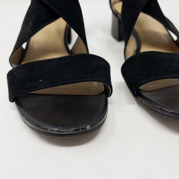 Naturalizer Womens 6.5 Black Faux Suede Alexa Strappy Sandal Chunky Block Heel - Picture 3 of 13